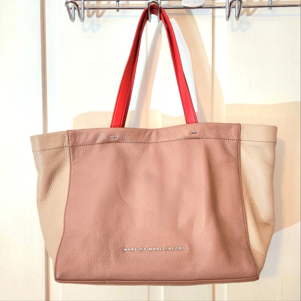 Marc Jacobs "What's The T" Colorblock Contrast Leather Tote Bag